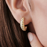 14k Solid Gold Croissant Earrings - GeumJewels