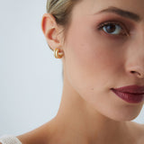14k Solid Gold Twin C Hoops - GeumJewels