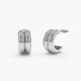 14k Solid Gold Twin C Hoops - GeumJewels