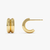 14k Solid Gold Twin C Hoops - GeumJewels