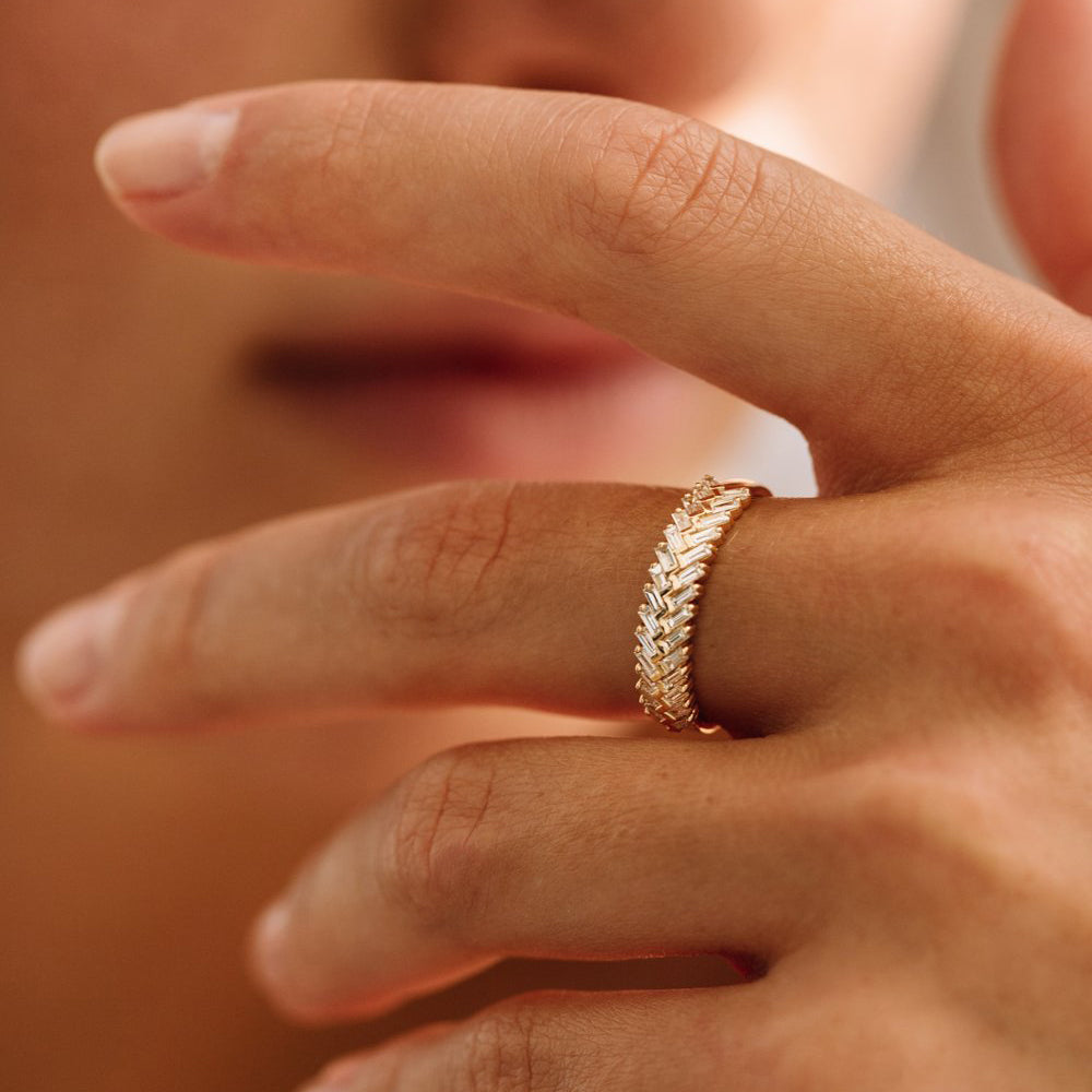 14k Step Baguette Diamond Ring - GeumJewels