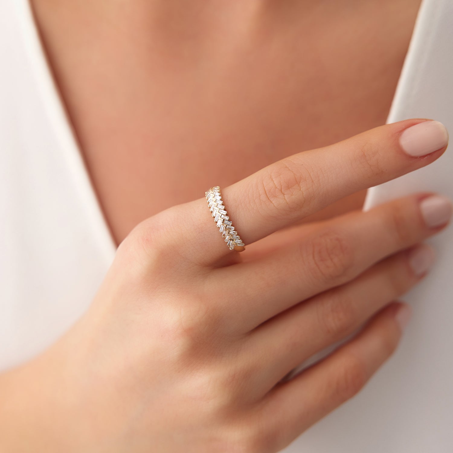 14k Step Baguette Diamond Ring - GeumJewels
