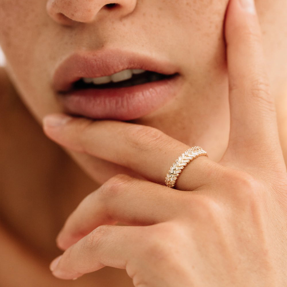 14k Step Baguette Diamond Ring - GeumJewels