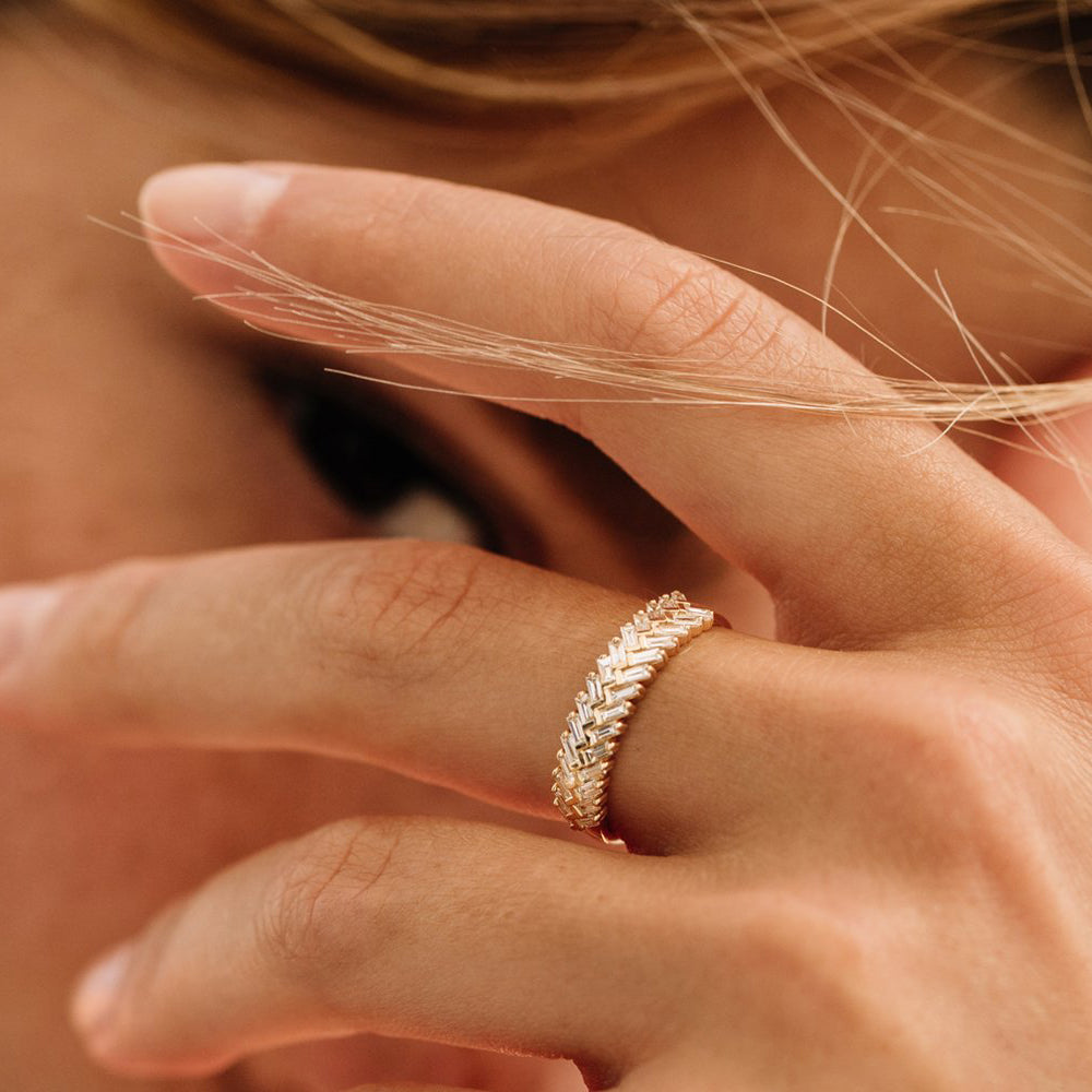 14k Step Baguette Diamond Ring - GeumJewels
