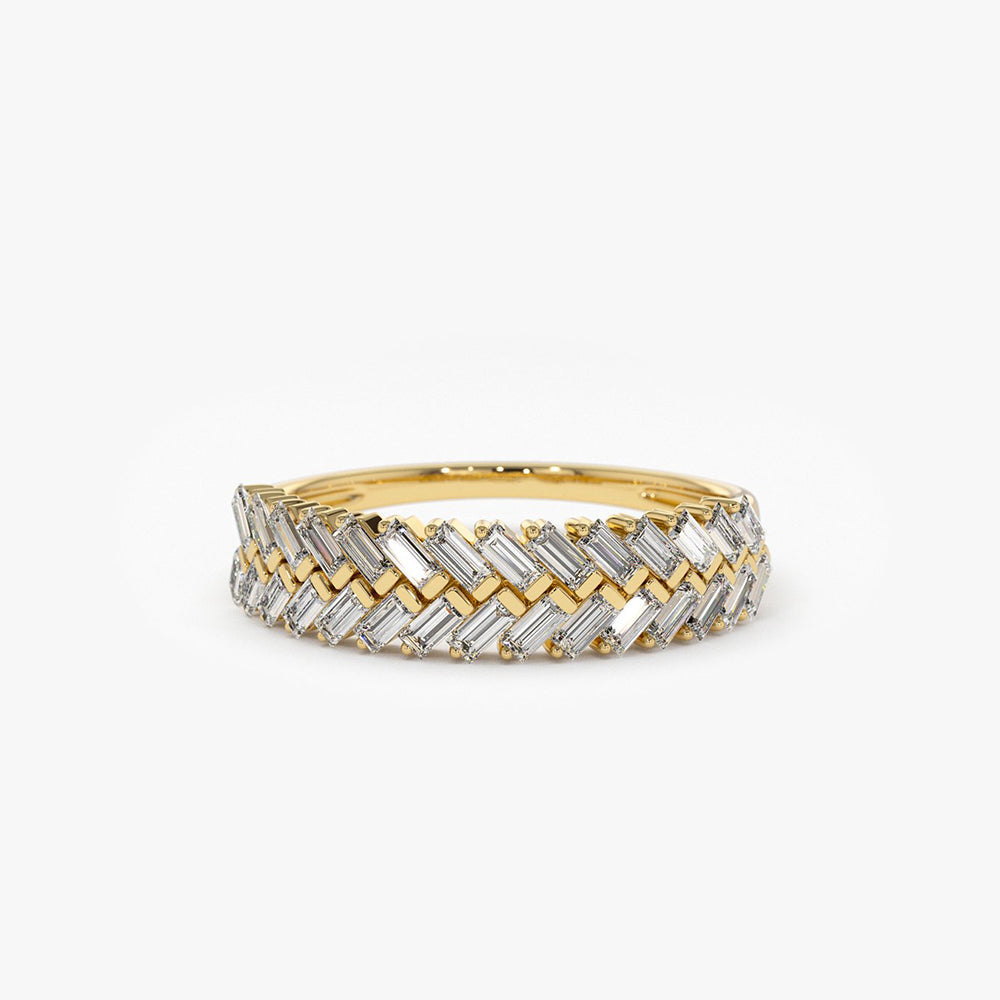 14k Step Baguette Diamond Ring - GeumJewels
