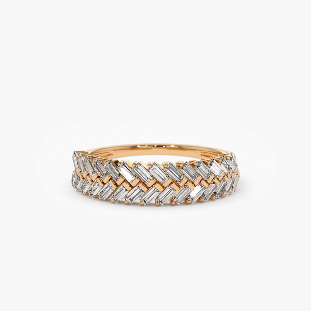 14k Step Baguette Diamond Ring - GeumJewels