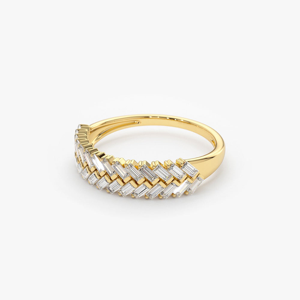14k Step Baguette Diamond Ring - GeumJewels