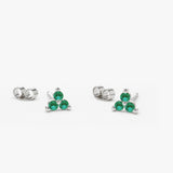 14K Tiny Trio Emerald Earrings - GeumJewels