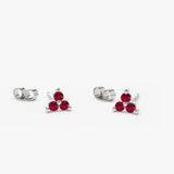 14K Tiny Trio Ruby Earrings - GeumJewels