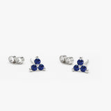 14K Tiny Trio Sapphire Earrings - GeumJewels
