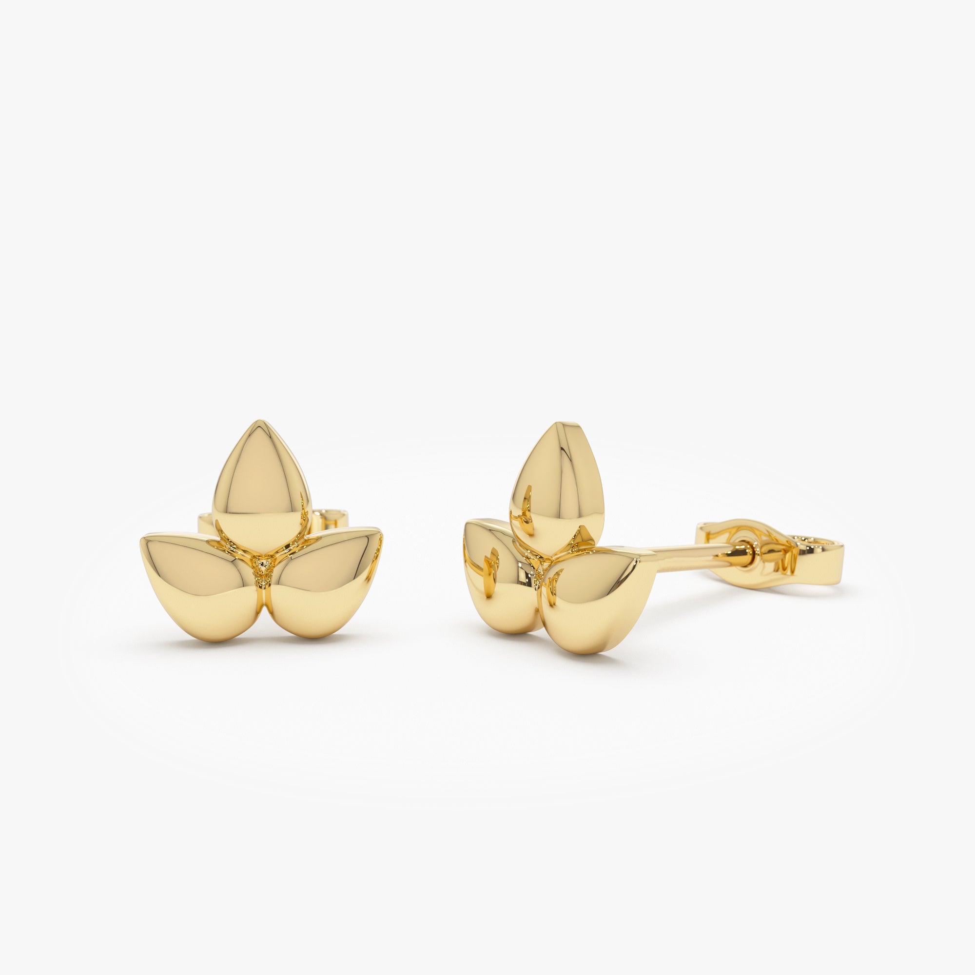 14K Trio Petal Stud Earrings - GeumJewels