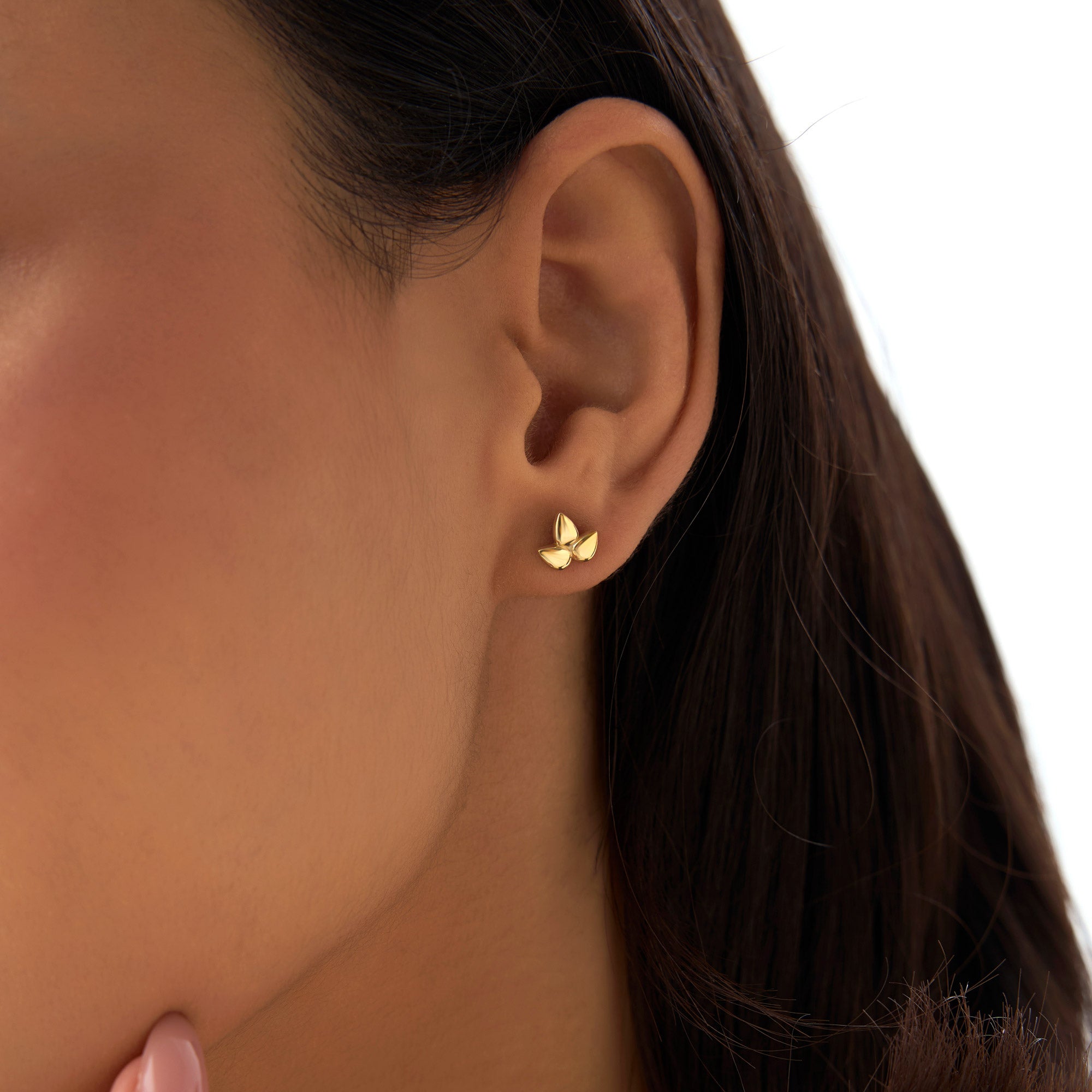 14K Trio Petal Stud Earrings - GeumJewels