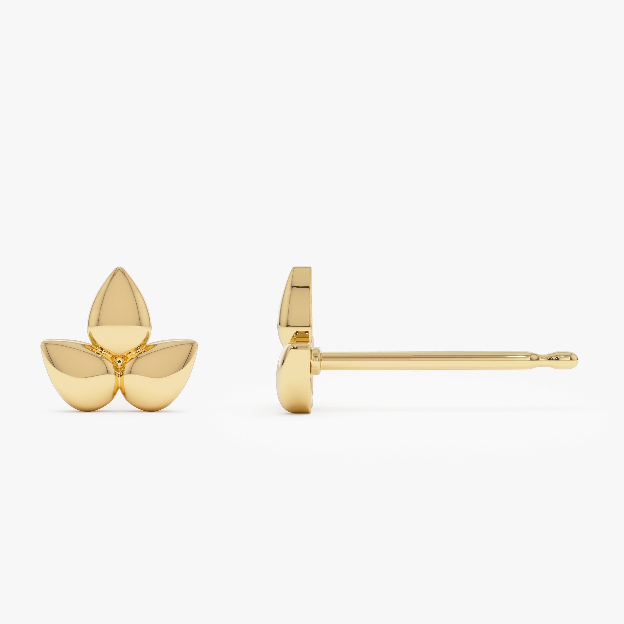 14K Trio Petal Stud Earrings - GeumJewels