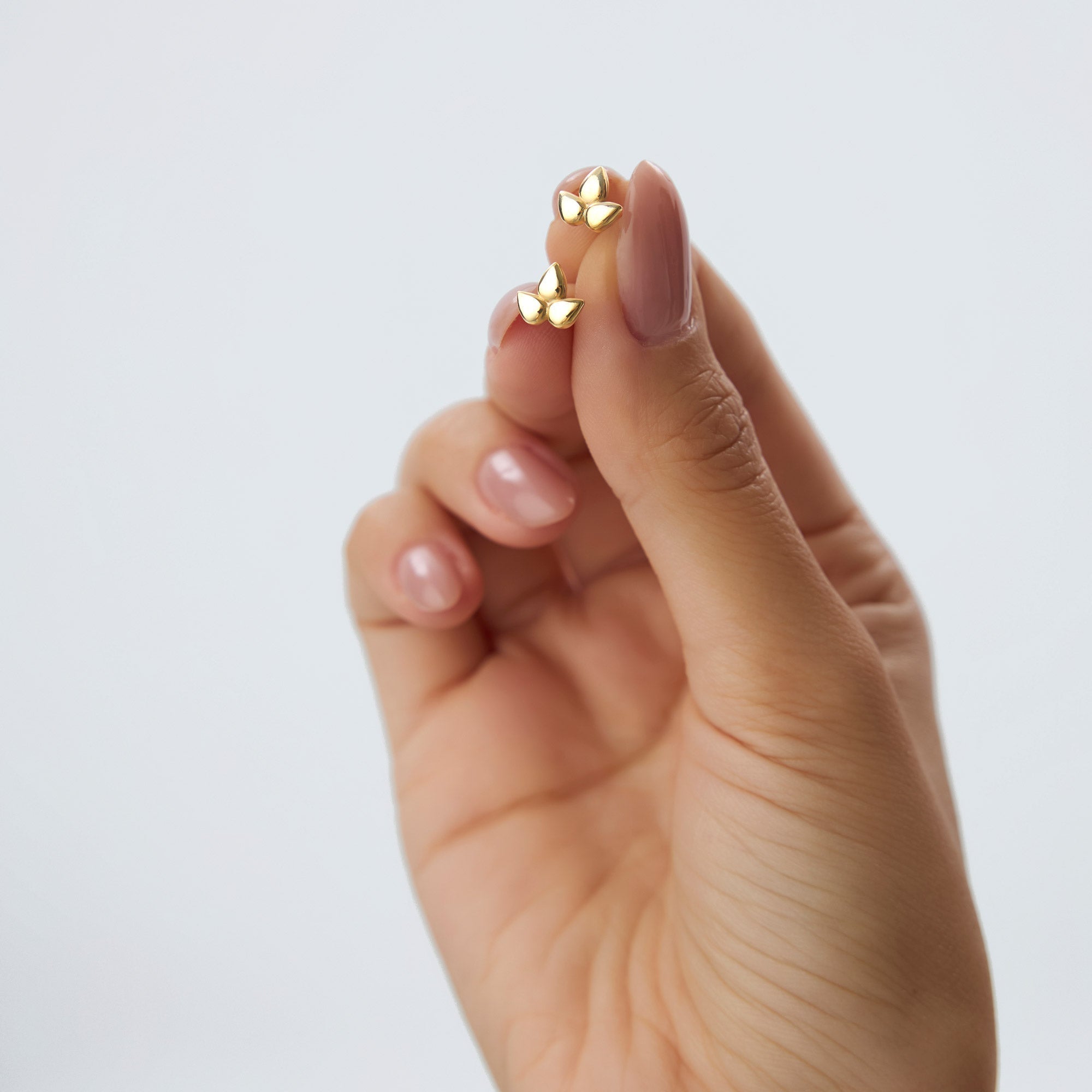 14K Trio Petal Stud Earrings - GeumJewels