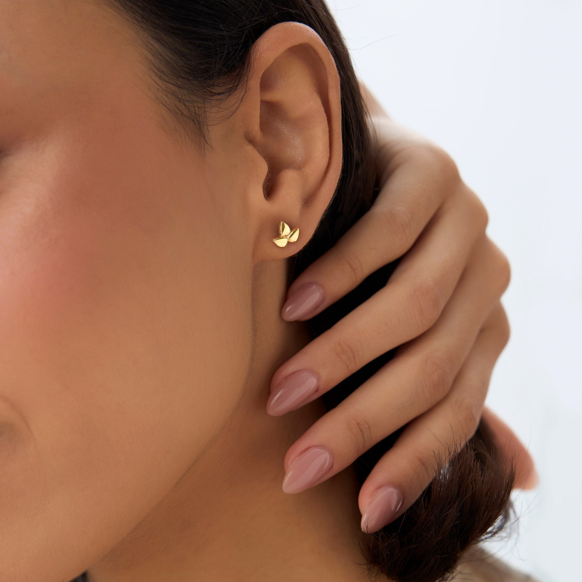 14K Trio Petal Stud Earrings - GeumJewels