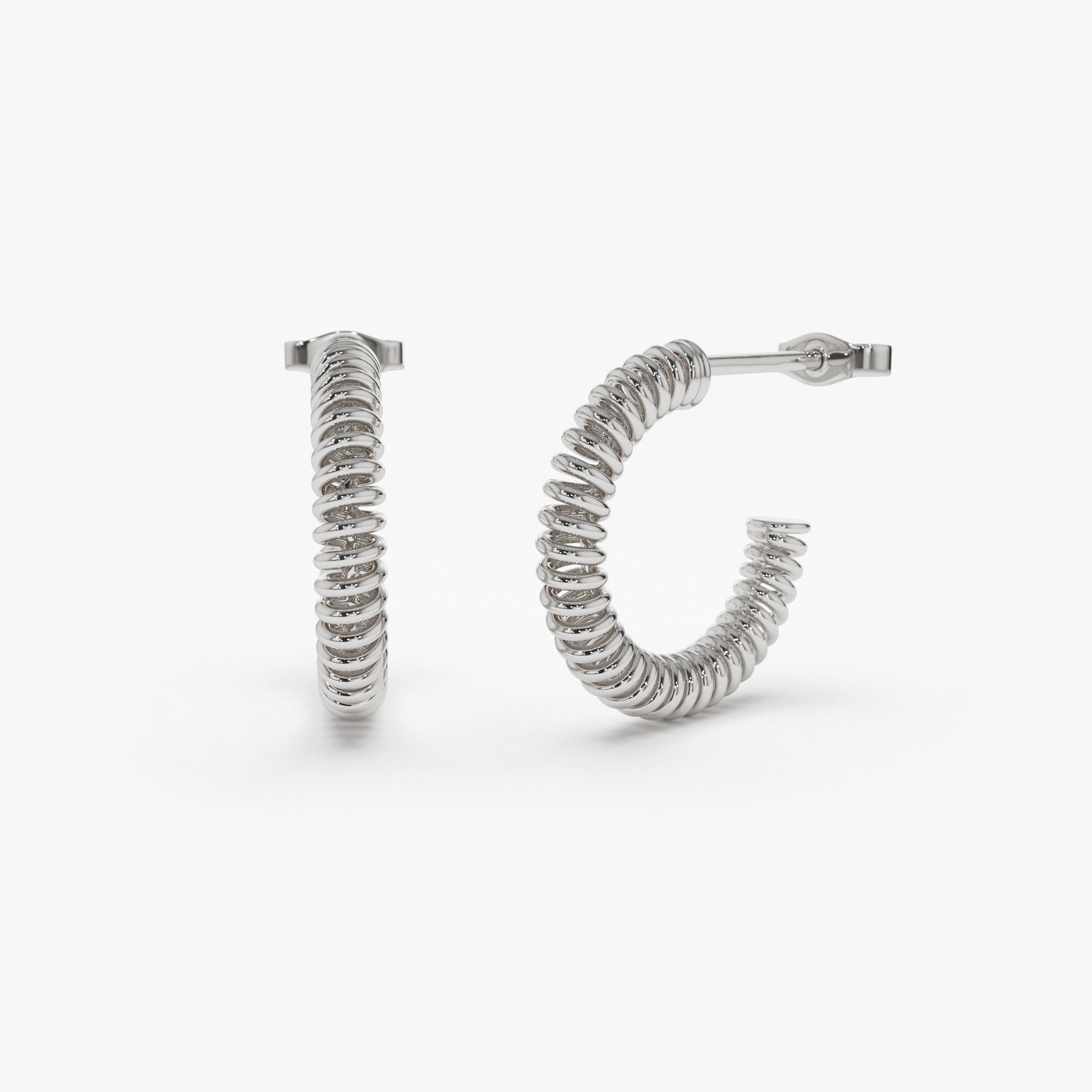 14k Unique Spiral C-Hoop Earring - GeumJewels