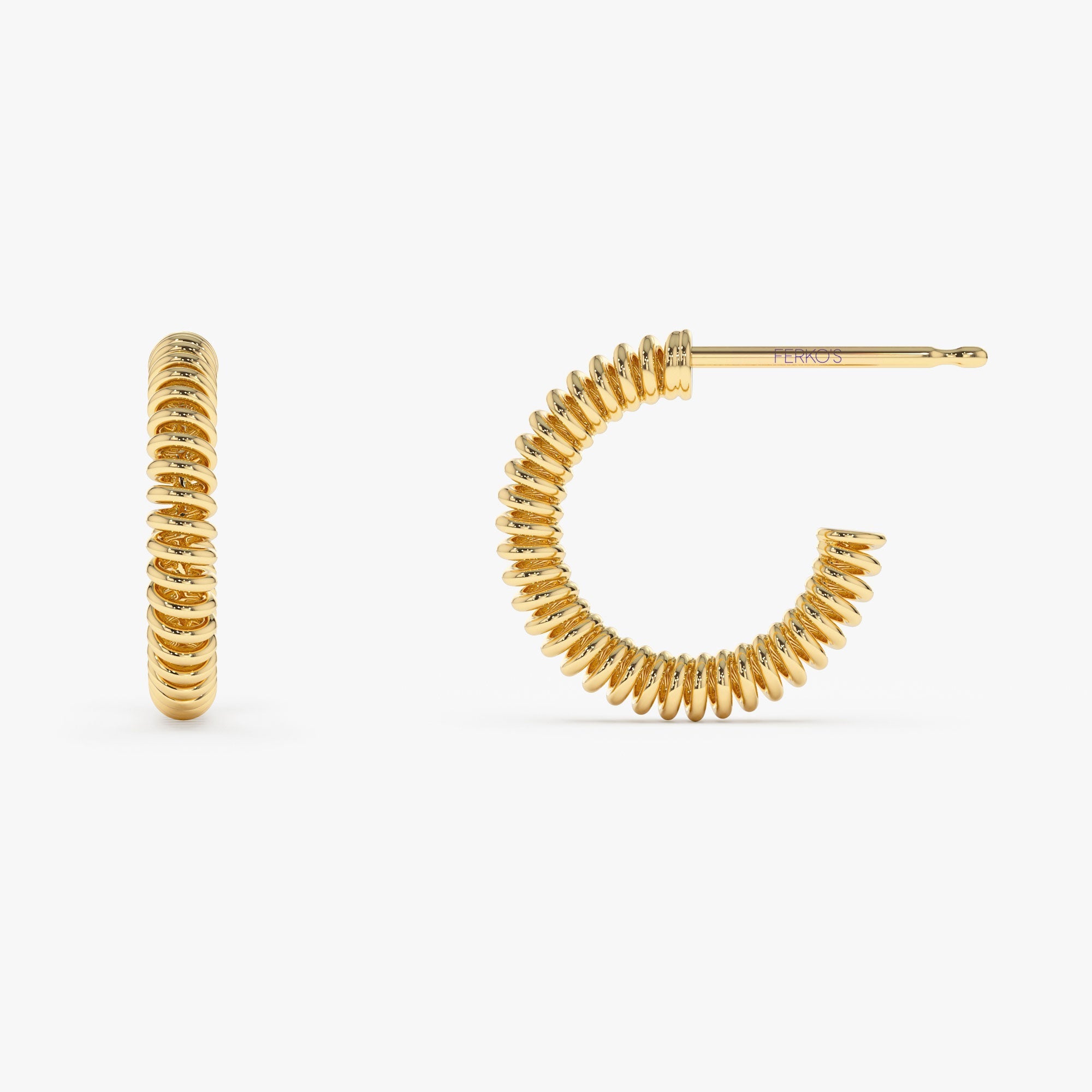 14k Unique Spiral C-Hoop Earring - GeumJewels