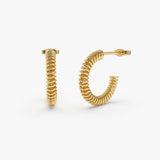 14k Unique Spiral C-Hoop Earring - GeumJewels
