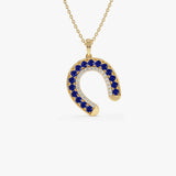 14k Sapphire and Diamond Horseshoe Pendant - GeumJewels
