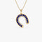 14k Sapphire and Diamond Horseshoe Pendant - GeumJewels