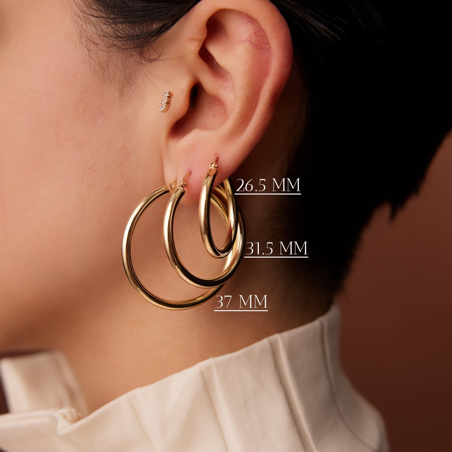 14k Gold Hoops 26.5 - 31.5 - 37MM - GeumJewels