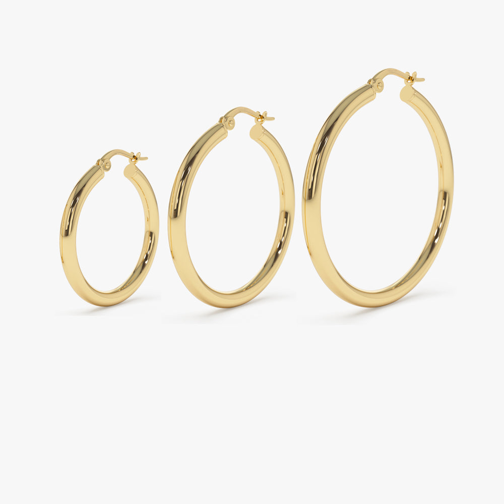 14k Gold Hoops 26.5 - 31.5 - 37MM - GeumJewels