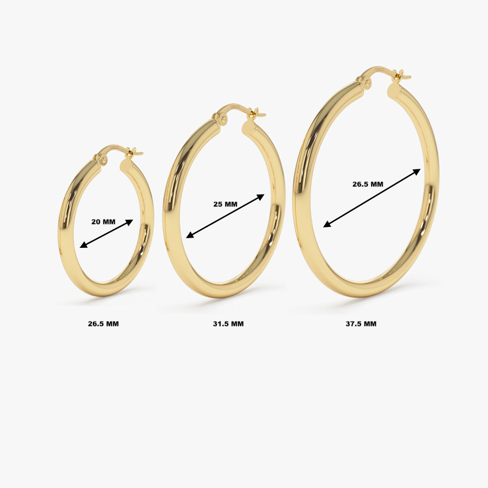 14k Gold Hoops 26.5 - 31.5 - 37MM - GeumJewels