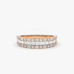 14K Baguette & Round Diamond Wedding Band - GeumJewels