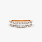 14K Baguette & Round Diamond Wedding Band - GeumJewels