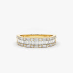 14K Baguette & Round Diamond Wedding Band - GeumJewels