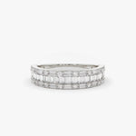 14K Baguette & Round Diamond Wedding Band - GeumJewels