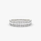14K Baguette & Round Diamond Wedding Band - GeumJewels