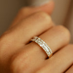 14K Baguette & Round Diamond Wedding Band - GeumJewels