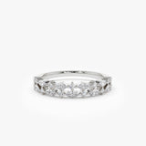 14k Double Row Alternating Marquise Round Diamond Ring - GeumJewels