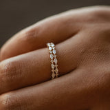 14k Double Row Alternating Marquise Round Diamond Ring - GeumJewels