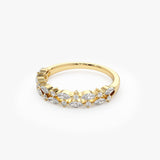 14k Double Row Alternating Marquise Round Diamond Ring - GeumJewels