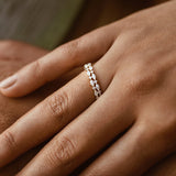 14k Double Row Alternating Marquise Round Diamond Ring - GeumJewels