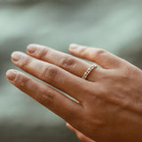 14k Double Row Alternating Marquise Round Diamond Ring - GeumJewels