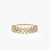 14K Double Row Prong Setting Diamond Wedding Band - GeumJewels
