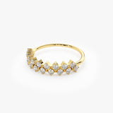 14K Double Row Prong Setting Diamond Wedding Band - GeumJewels
