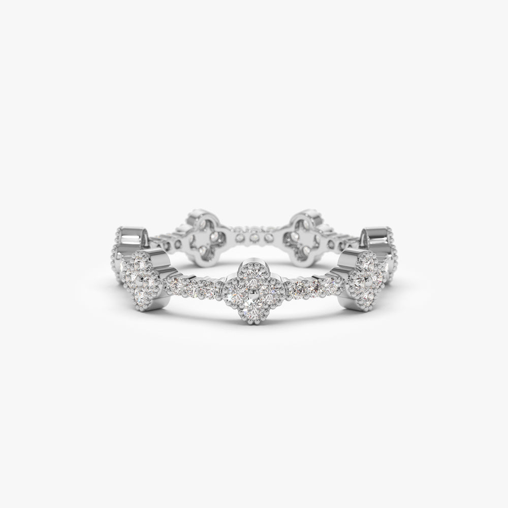 14k Full Eternity Clover Diamond Ring - GeumJewels