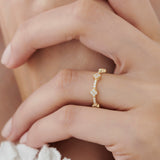 14k Full Eternity Clover Diamond Ring - GeumJewels
