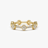 14k Full Eternity Clover Diamond Ring - GeumJewels