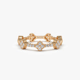 14k Full Eternity Clover Diamond Ring - GeumJewels