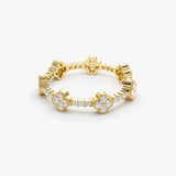 14k Full Eternity Clover Diamond Ring - GeumJewels
