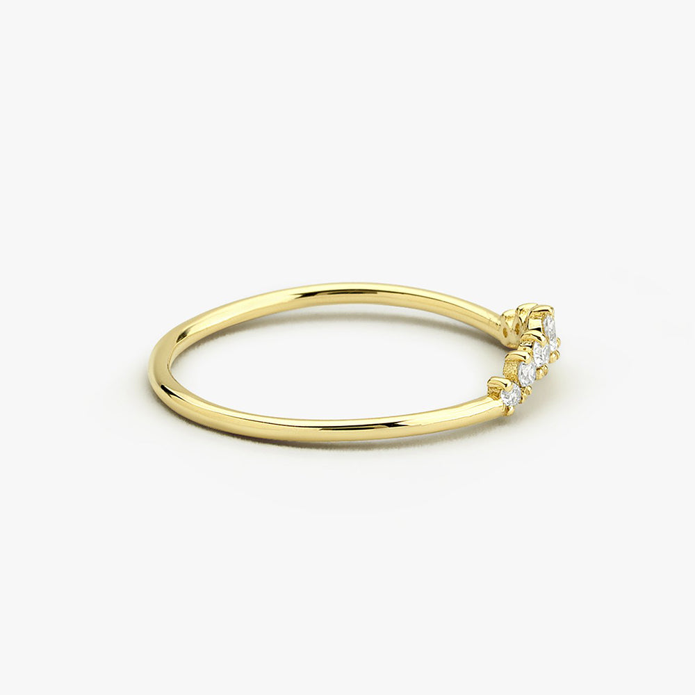 14K Gold Curved Diamond Ring - GeumJewels