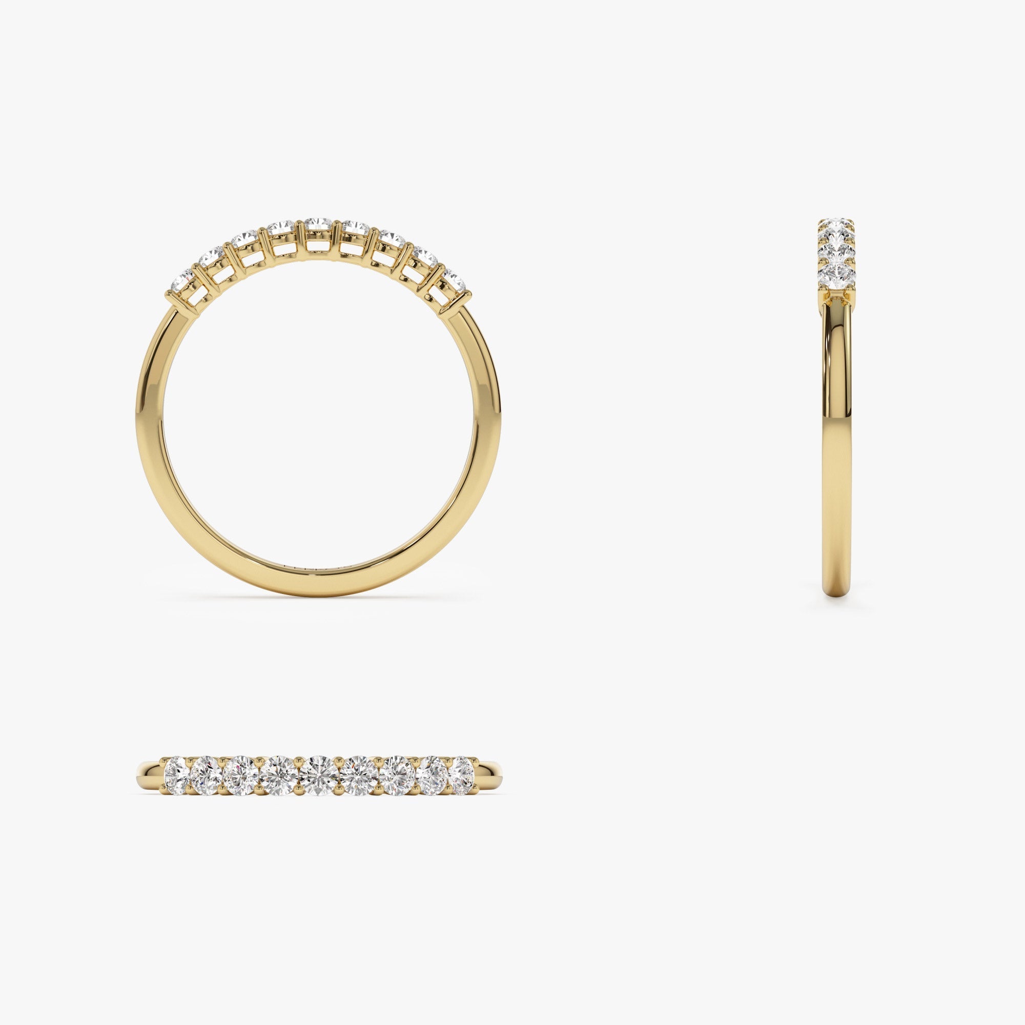 14k 0.30ctw 9 Stone Basket Setting Diamond Wedding Ring - GeumJewels
