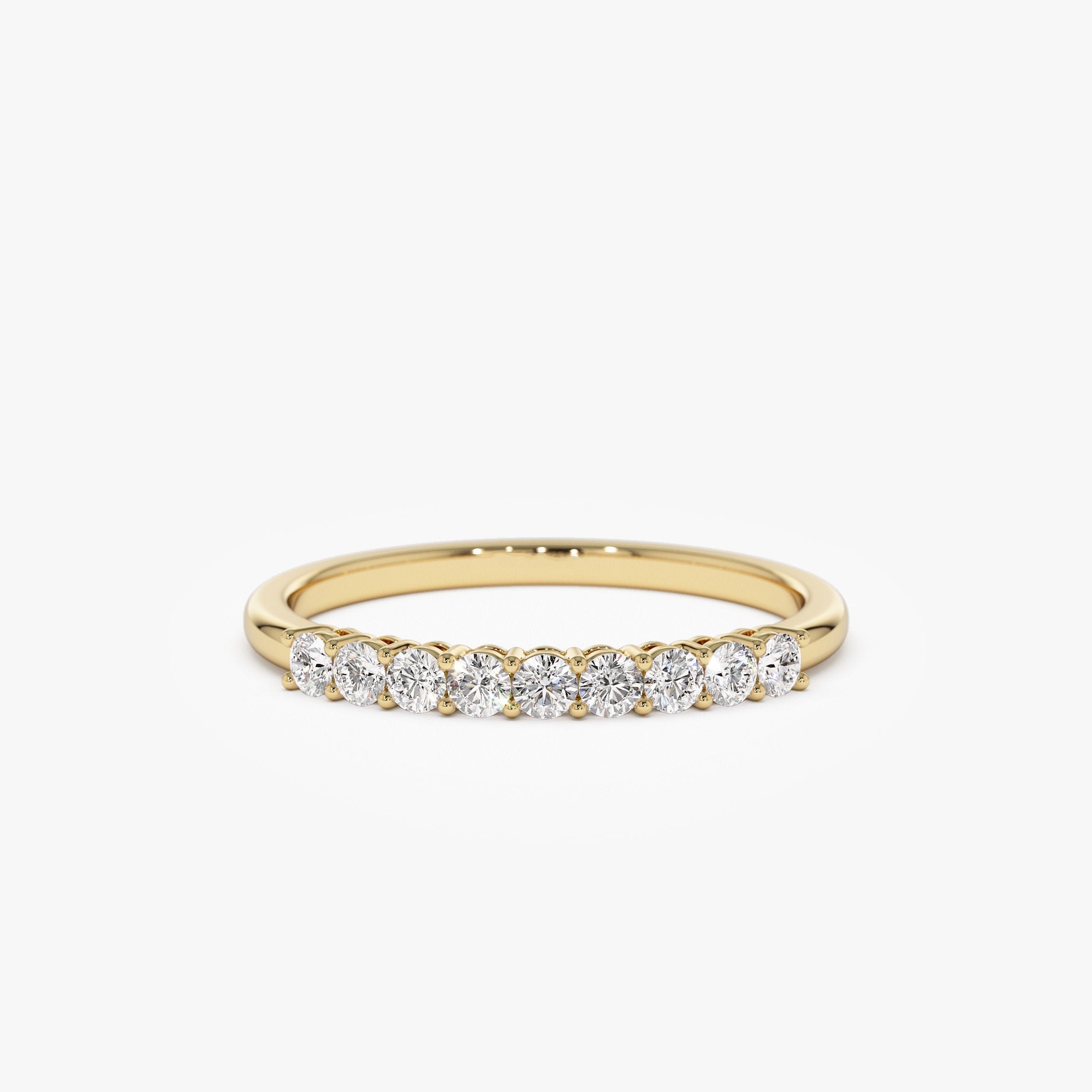 14k 0.30ctw 9 Stone Basket Setting Diamond Wedding Ring - GeumJewels