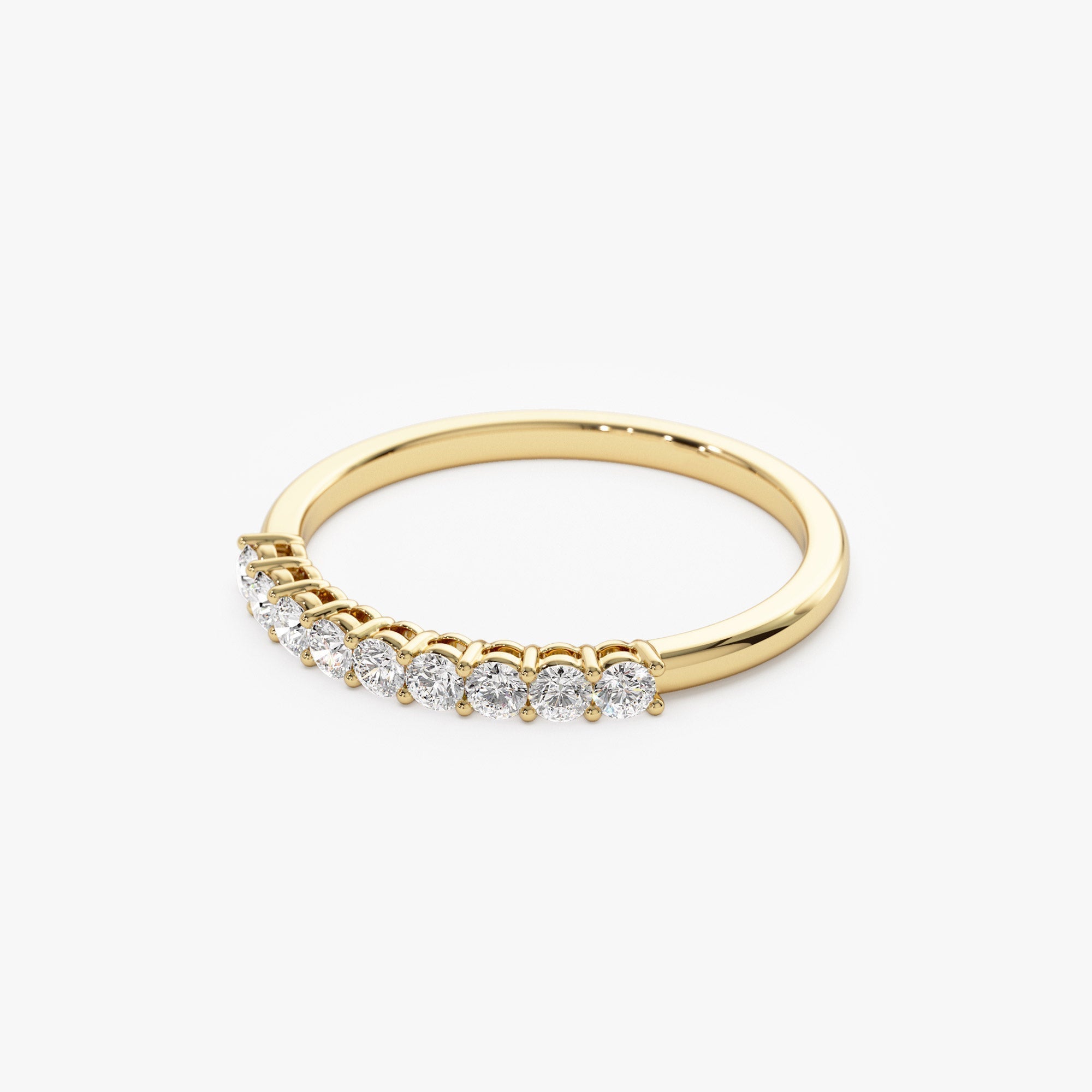 14k 0.30ctw 9 Stone Basket Setting Diamond Wedding Ring - GeumJewels