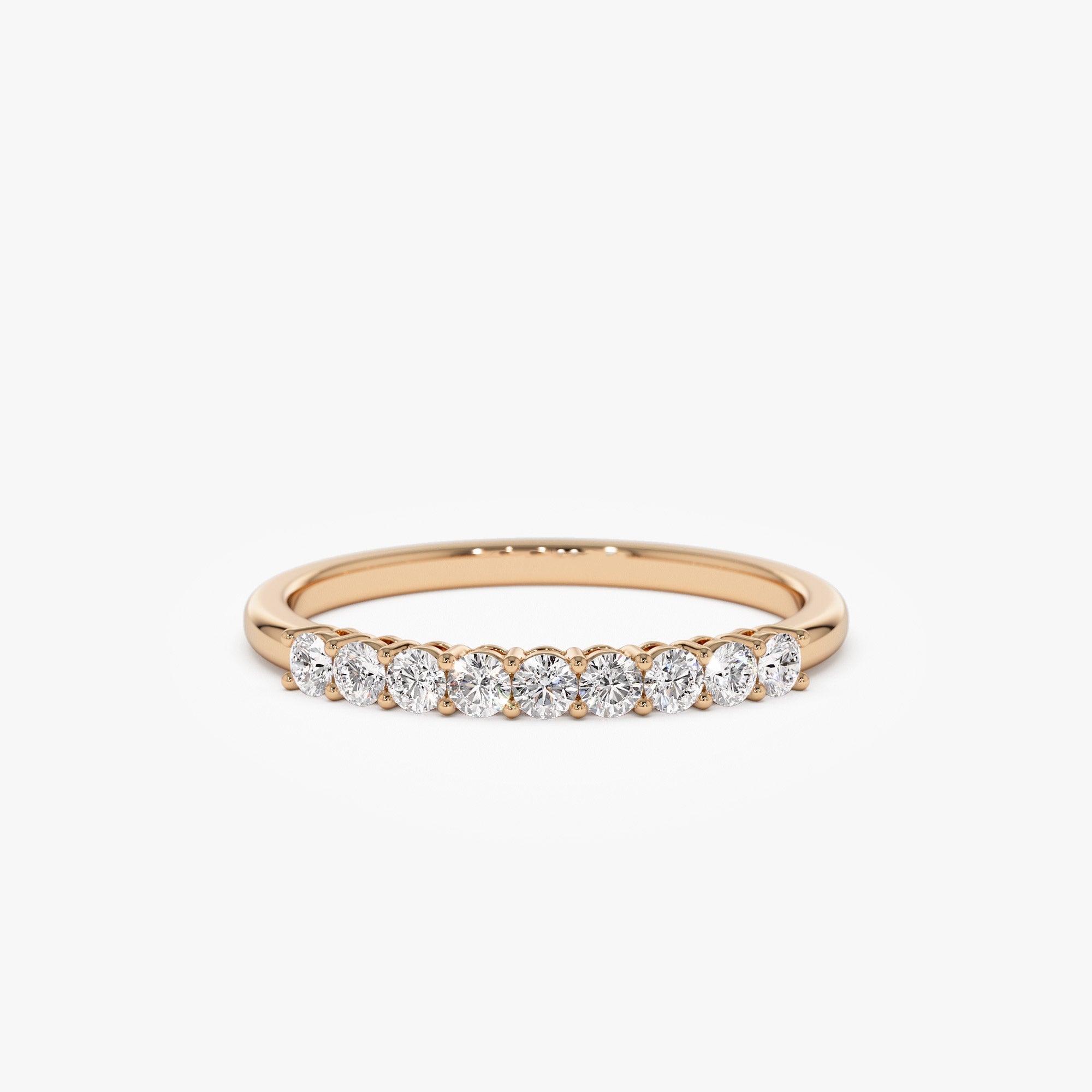 14k 0.30ctw 9 Stone Basket Setting Diamond Wedding Ring - GeumJewels